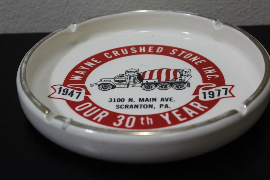 An Advertising Ashtray: Wayne Crushed Stone inc - 6 3/4" in diameter