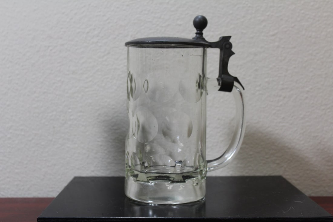 An Antique Geman Glass Tankard: possibly 19th century - 8 inches tall