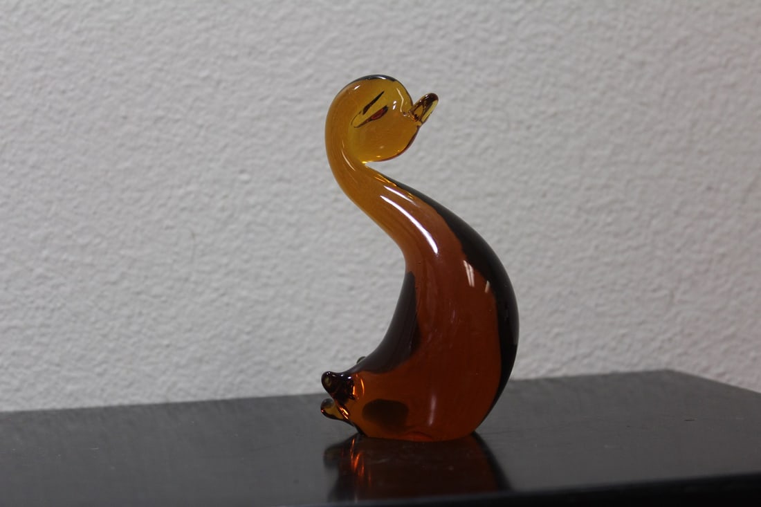An Amber Glass Duck: 4 1/2" tall