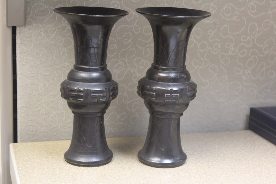 Pair of Antique Gu Shaped Vase (1 of 6)