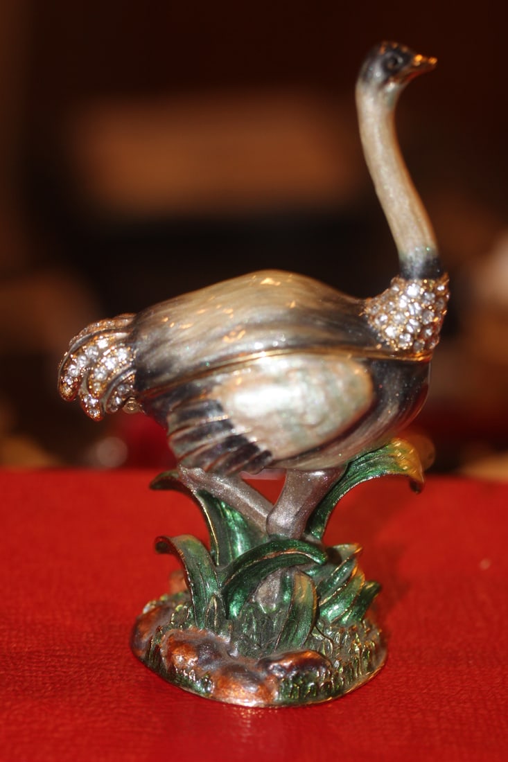 Enamel on Metal Orchid Trinket Box: 4" tall