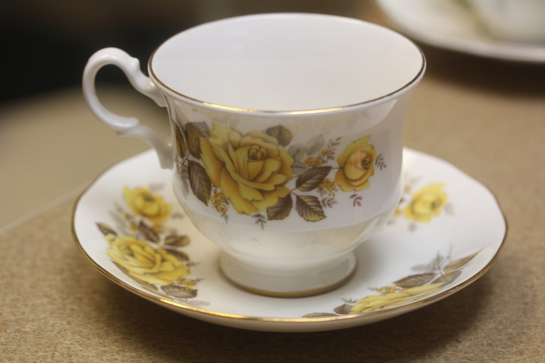Queen Ann Bone China Cup and Saucer: cup= 2 7/8" tall
