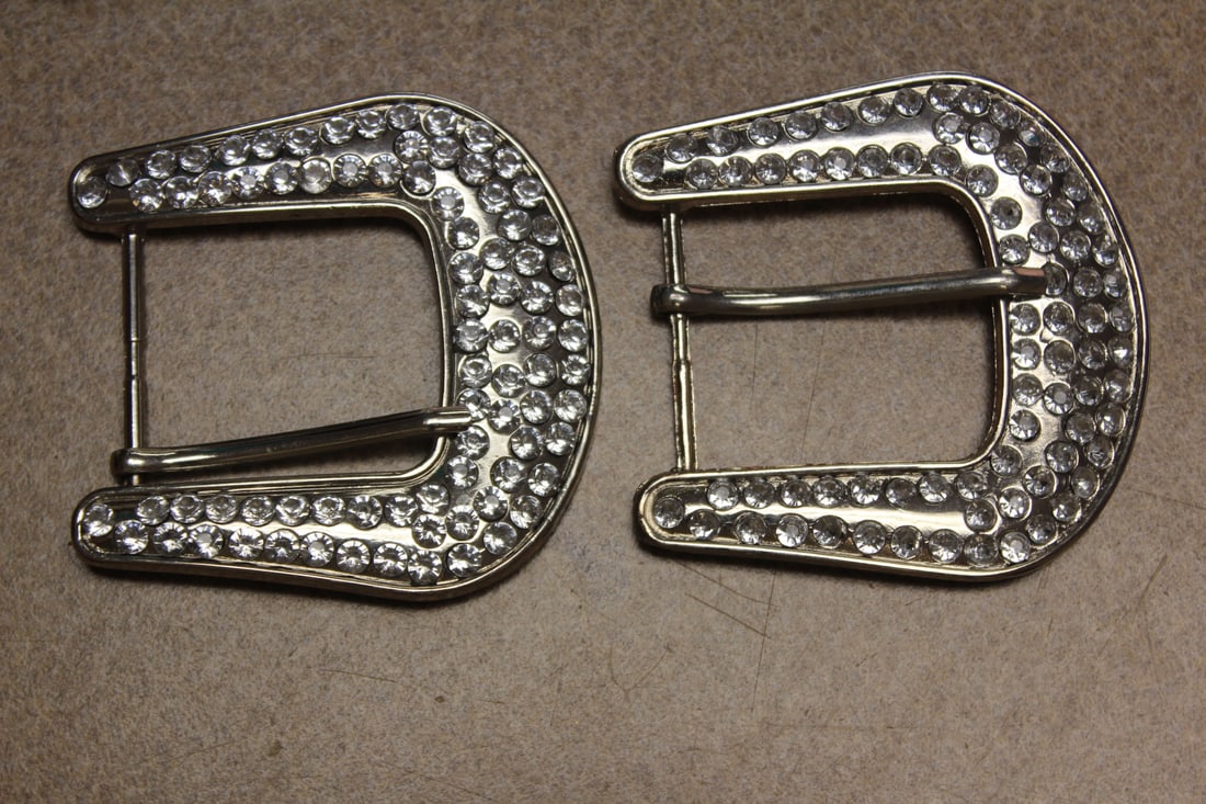 Lot of Two Rhinstone Belt Buckles: as shown