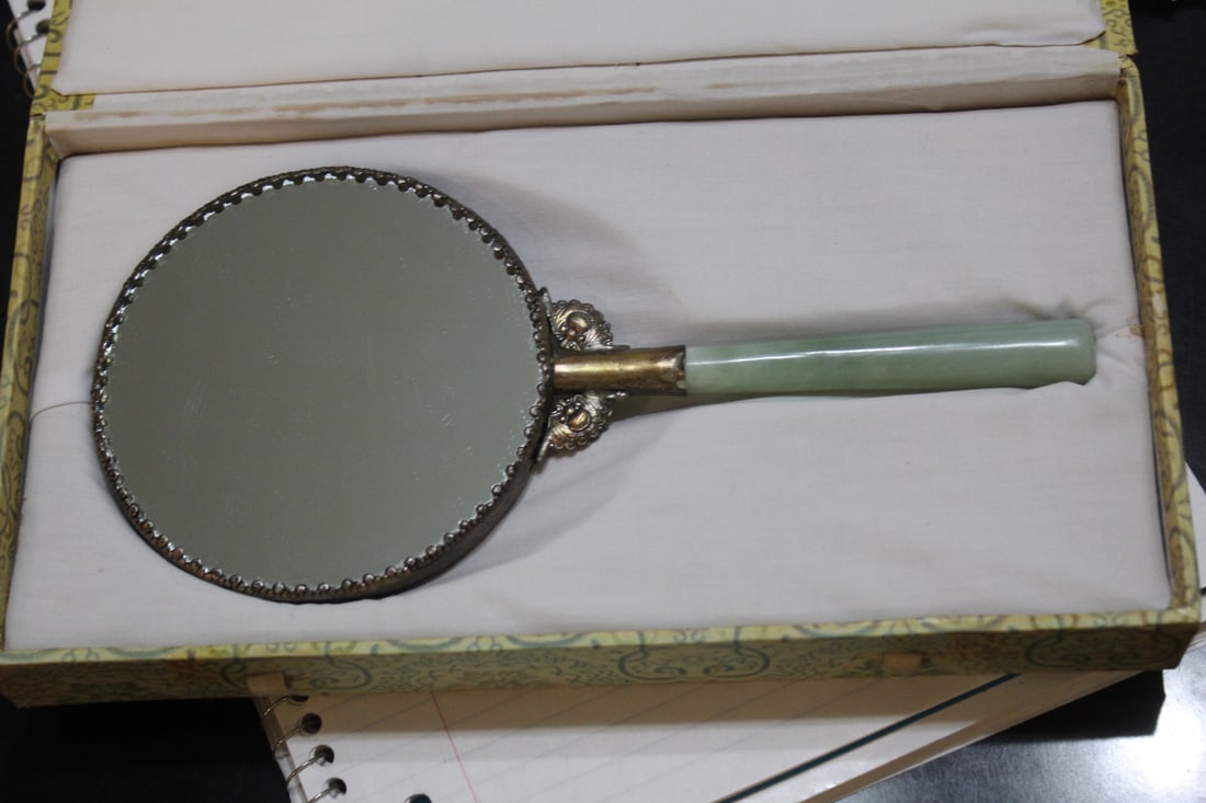 Jade Handle Mirror: 8 5/8" long - boxed