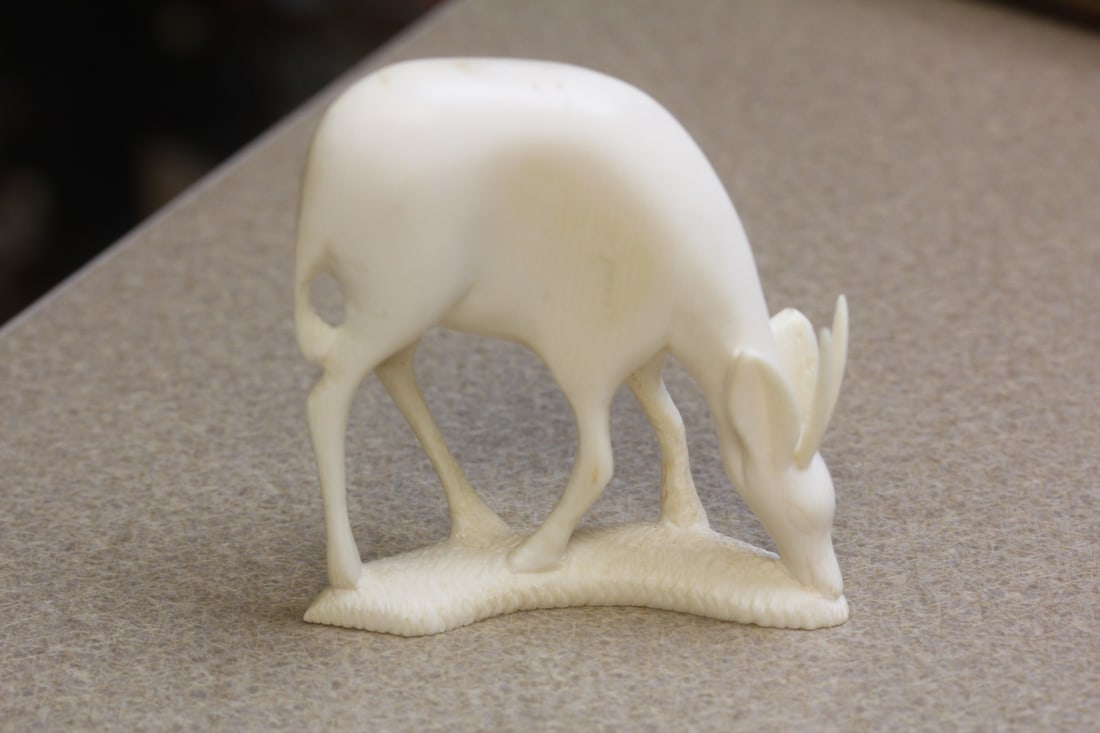 Carved Bone Elk: 3 3/4" tall - solid and well carved
