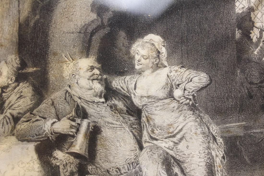 Dated 1885 Etching on Silk - 2