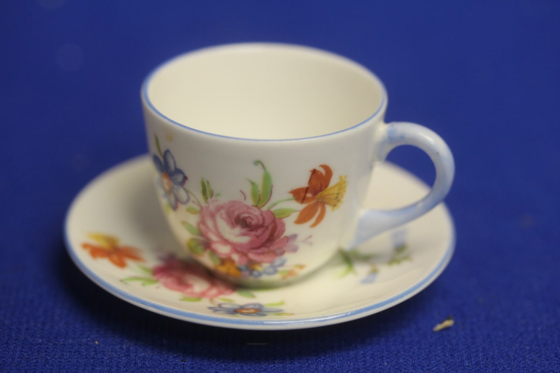 A Miniature Shelley Cup and Saucer: cup= 1 1/4" tall