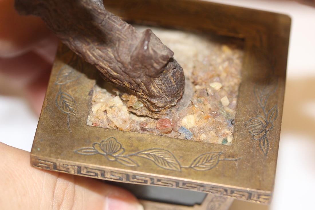 A Jade/Agate/ Brass Tree - 3