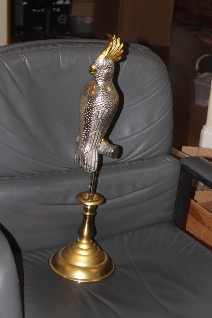 Decorative Metal Parrot: 22 3/8" tall - contemporary