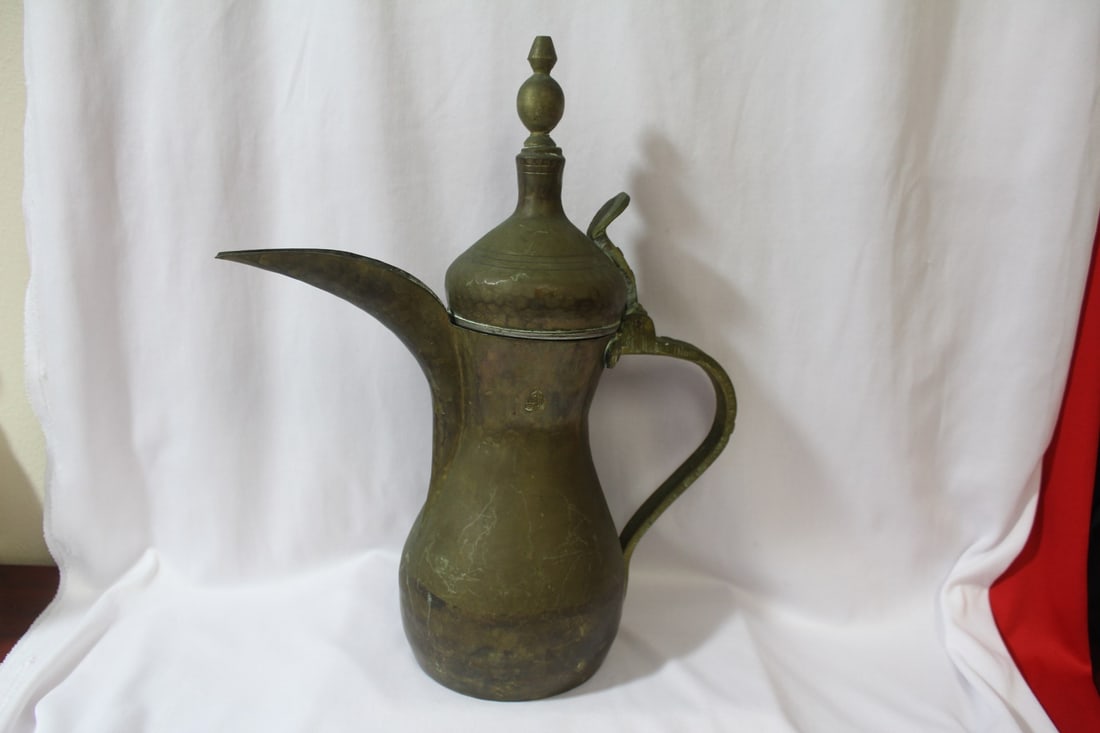 A Metal Pitcher: Probably Indian - 14 1/4" tall