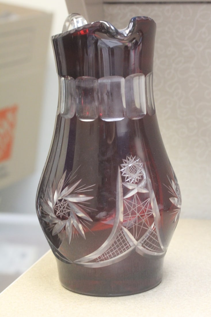 Ruby Red Glass Pitcher - 2