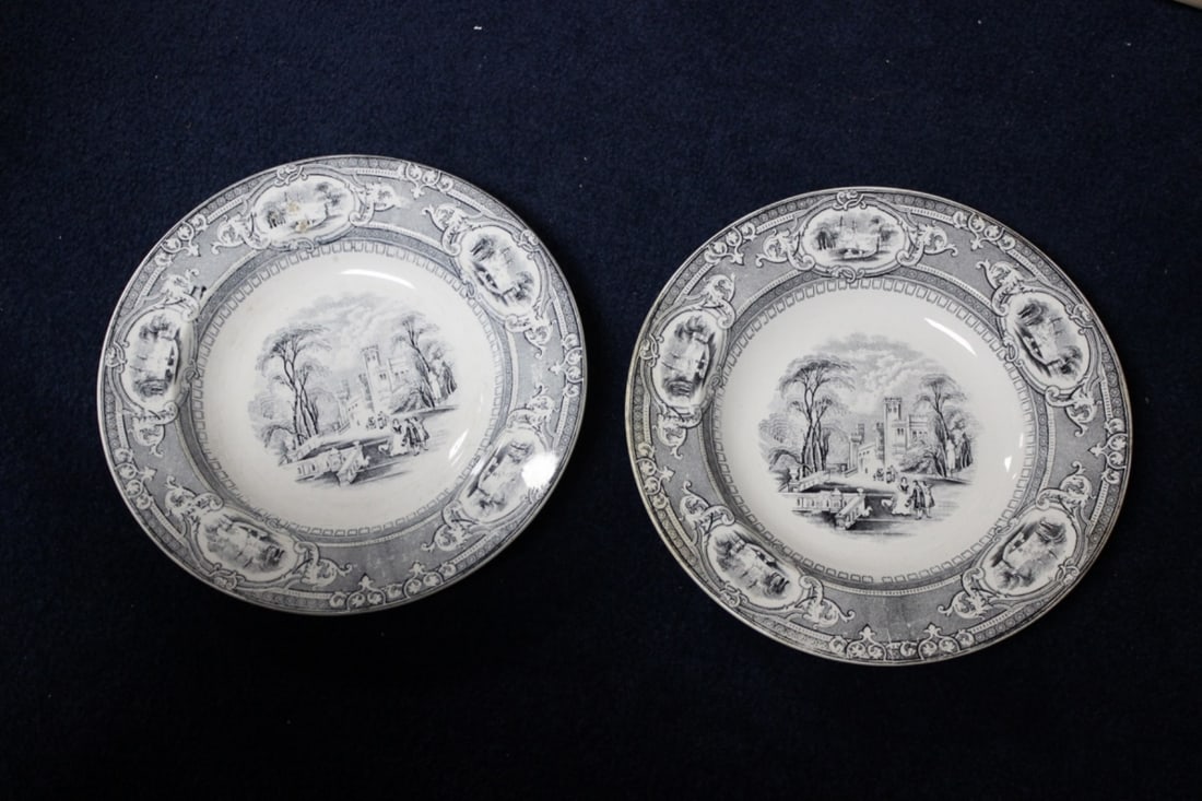 A Pair of Wedgwood Transferware Soup Bowls: 9 3/8" in diameter