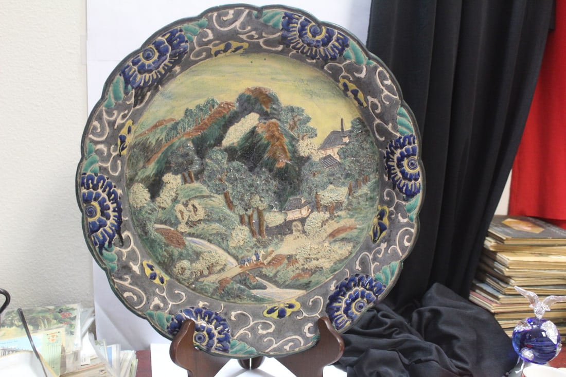 An Antique Chinese Pottery Charger: 15 inches in diameter - most likely 19th to early 20th century