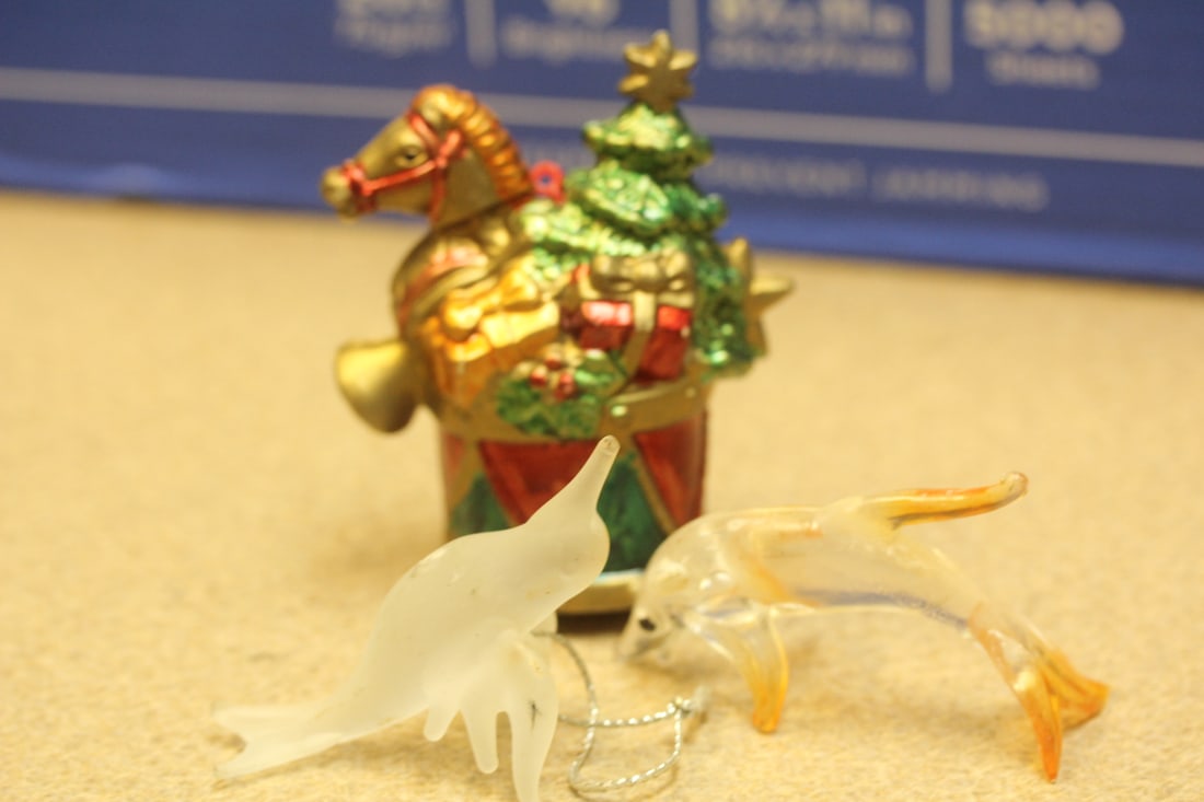 Lot of 3 Ornaments: tallest= 3 3/8" - please note: worn