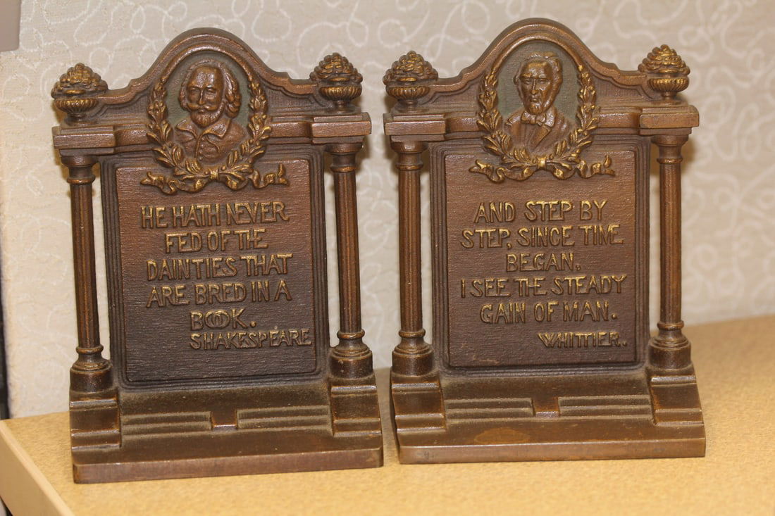 Bradley and Hubbard Bookends: cast iron - 6 1/2" tall