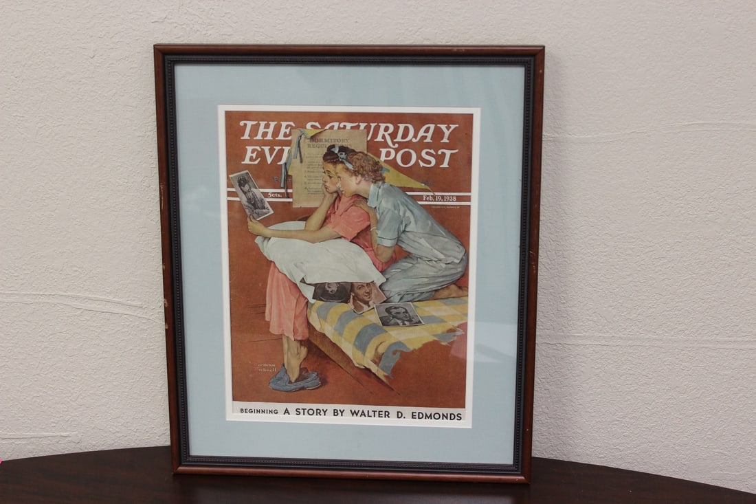 A Framed Norman Rockwell Evening Post Magazine: Whole magazine - The Moving Star - overall= 18 1/4" x 15 3/8"
