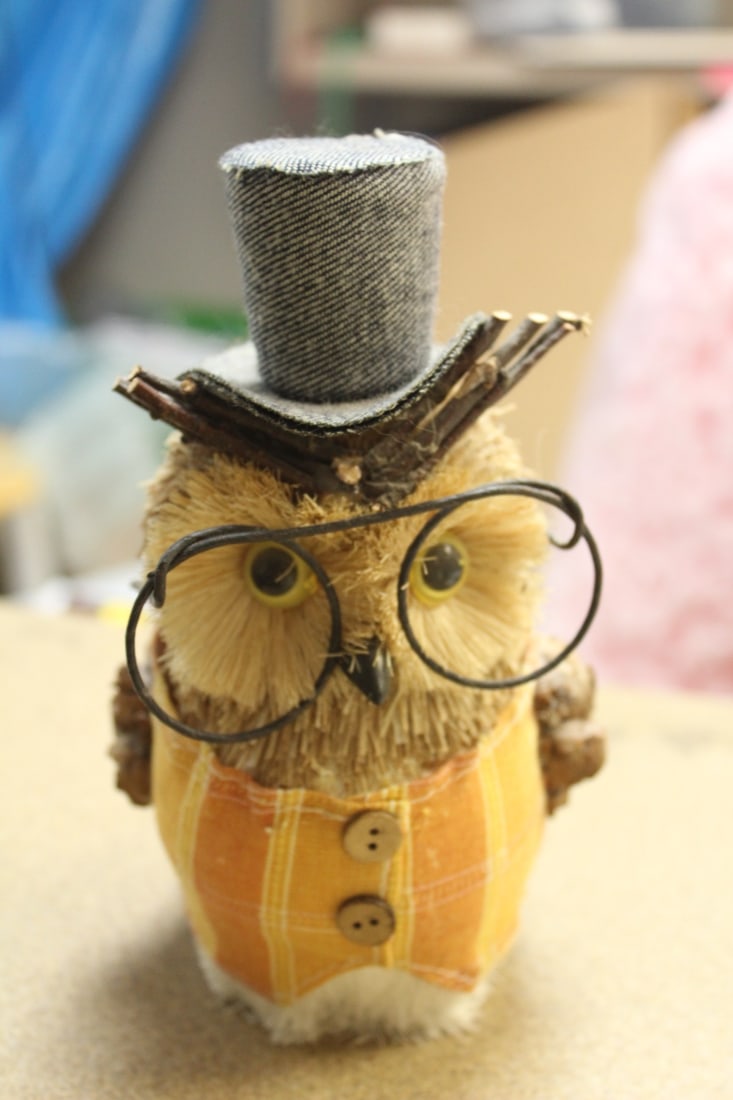 Rattan Made Owl: 7 1/4" tall