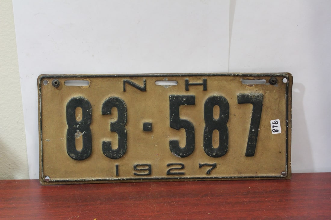 A 1927 New Hampshire License Plate: as shown