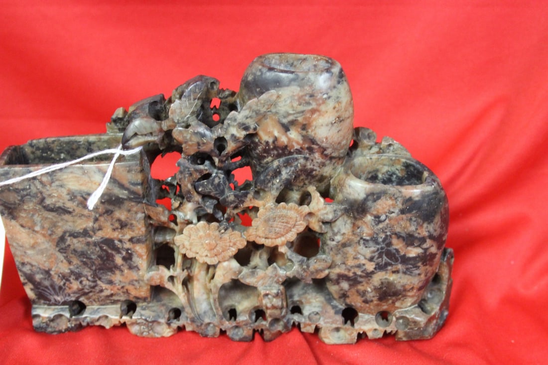 A Vintage Chinese Soap Stone: 7 3/4" across - restored