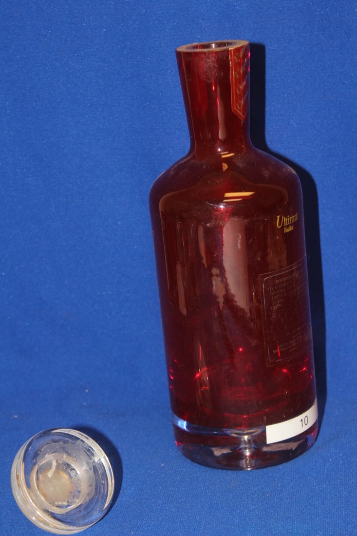 A Ruby Red Artglass Decanter - 3
