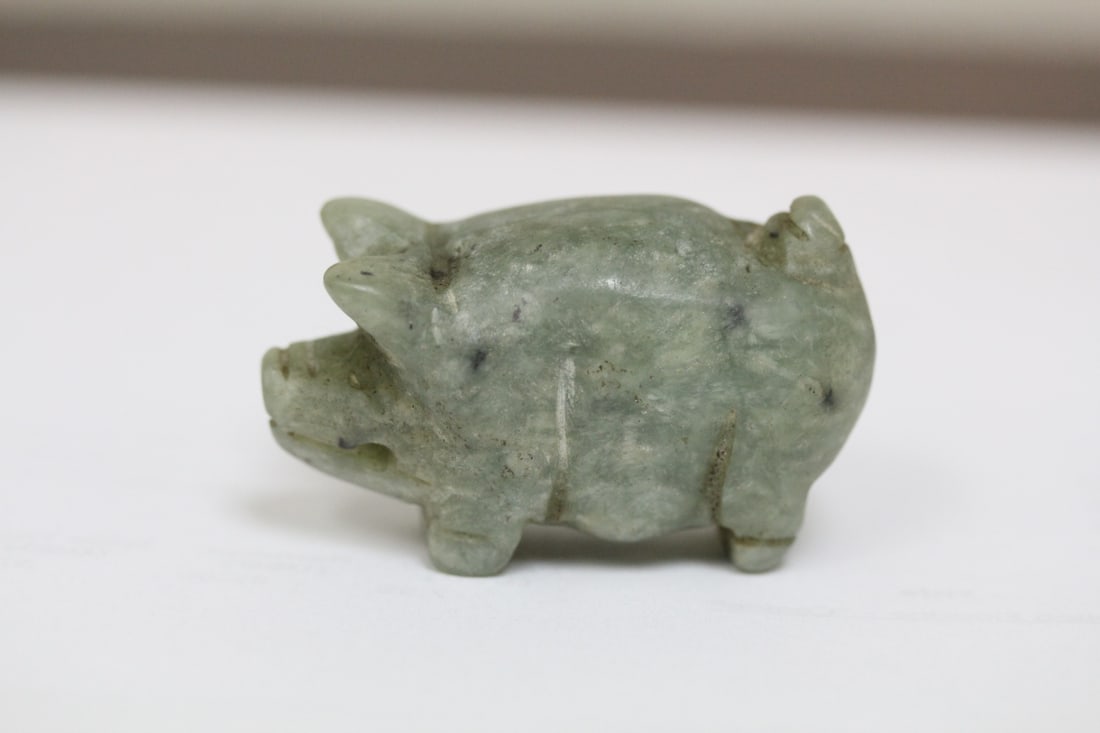 A Jade Pig: 2 3/8" wide