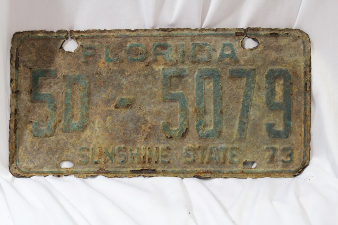 A 1973 Florida License Plate: 12" long