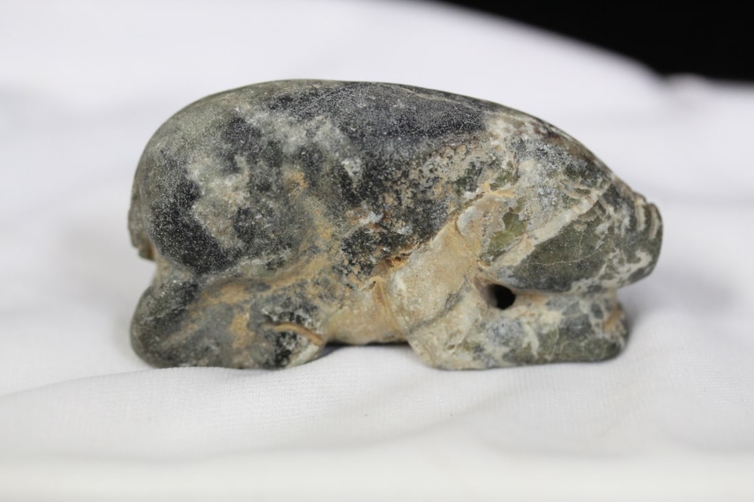 A Jade or Stone Pig Form Figure: 2 3/4" long
