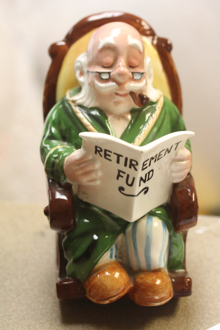 Ceramic Lefton Grandpa Bank: please note: no stopper - 7 1/2" tall