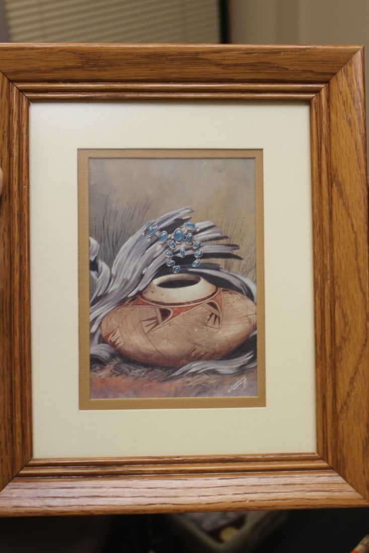 A Daniel Yazzie Frame Print: overall= 12 1/4" x 10 1/4"