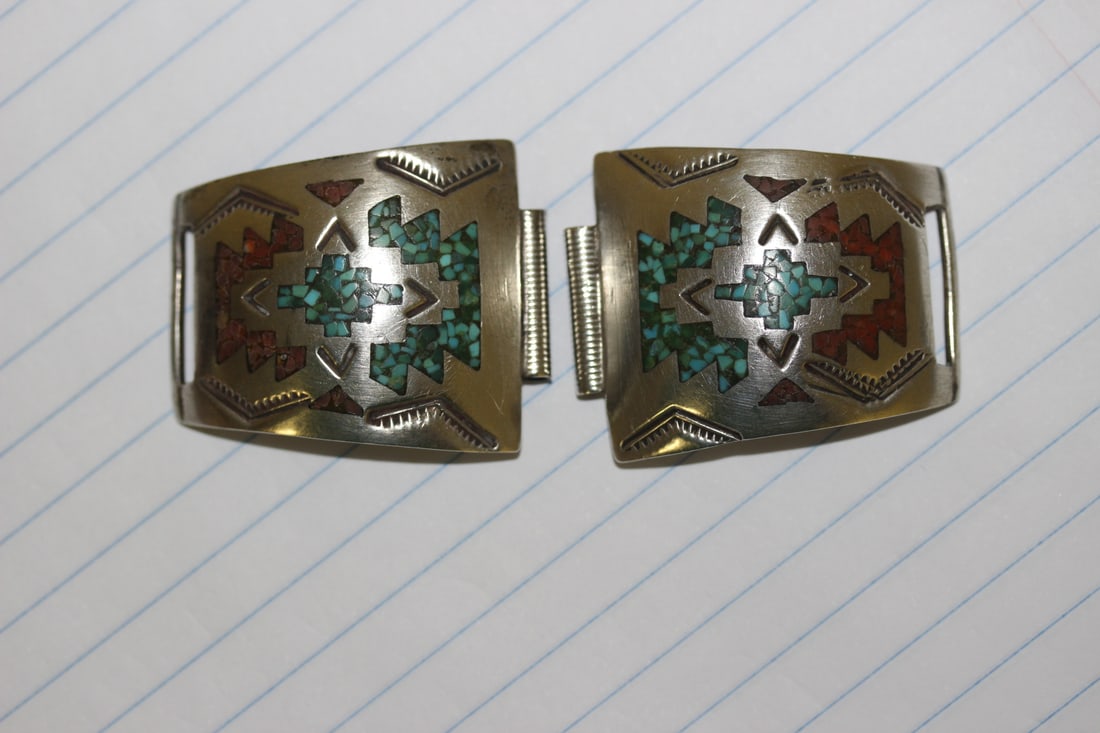 Set of 2 Signed Native American Sterling Flaps: Navajo - "SD" - possible Dixon