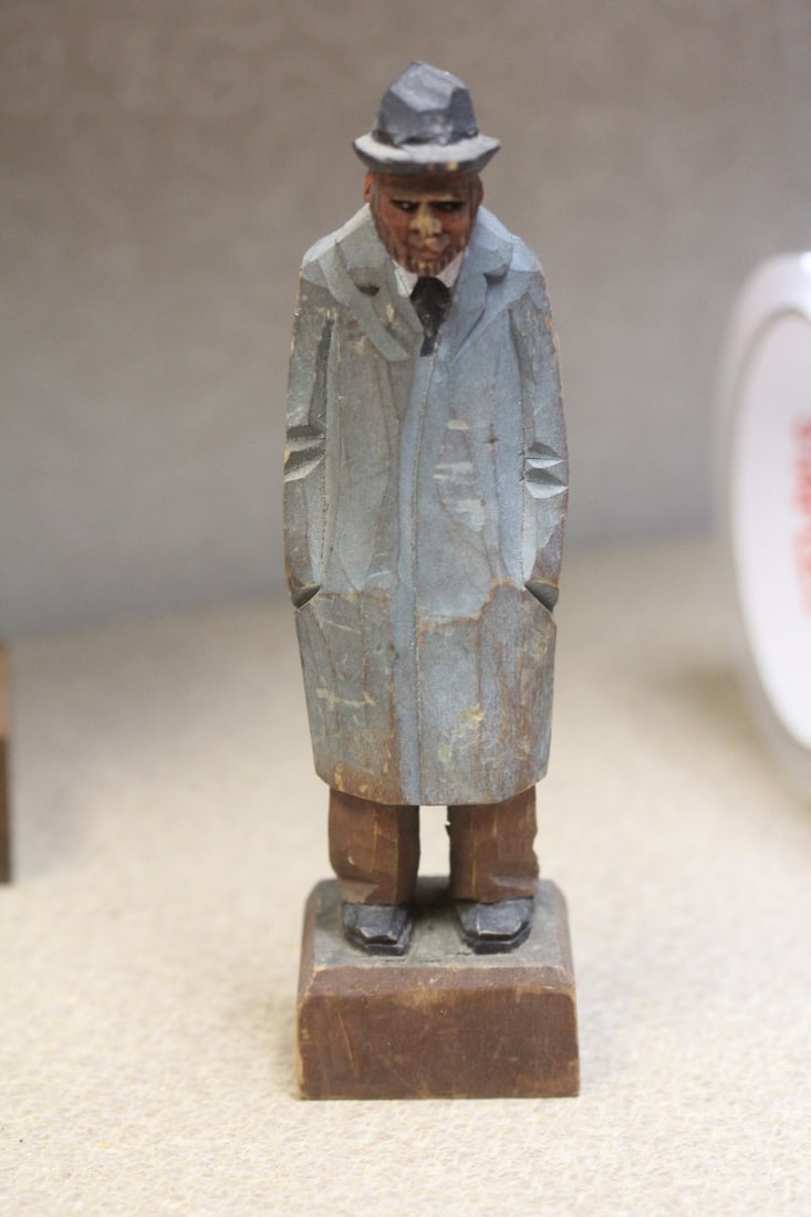 Huron Indian Carved Wooden Figurine: appeared to be pencil signed - 6 1/2" tall