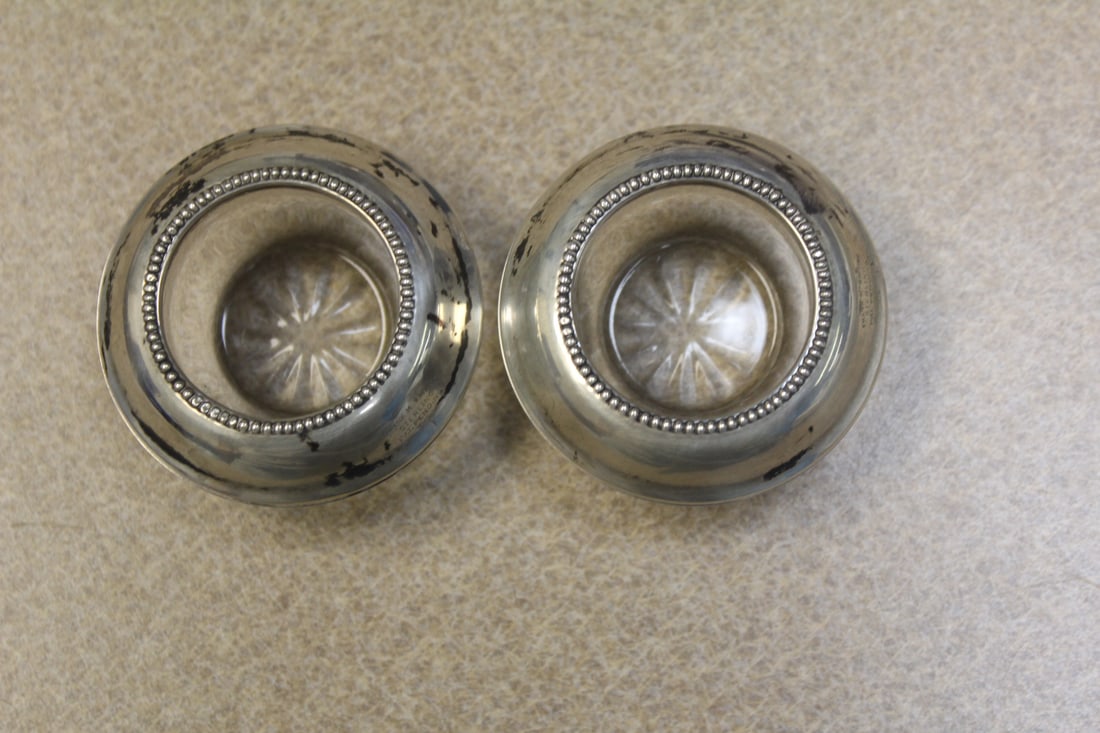 Pair of Frank W. Whiting Salt Cellers: sterling rim
