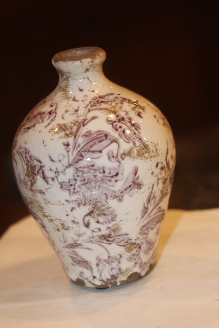 Small Art Pottery Bottle: possibly old - 6 1/4" tall