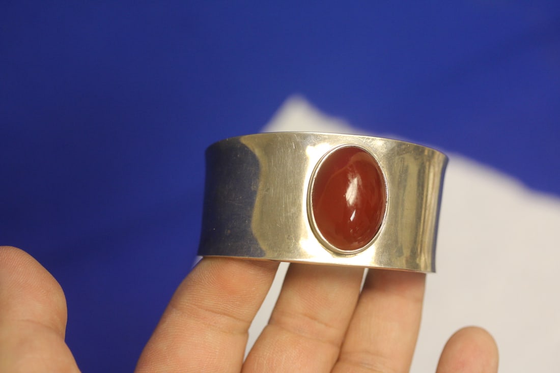 Carnelian and Sterling Bracelet: as shown