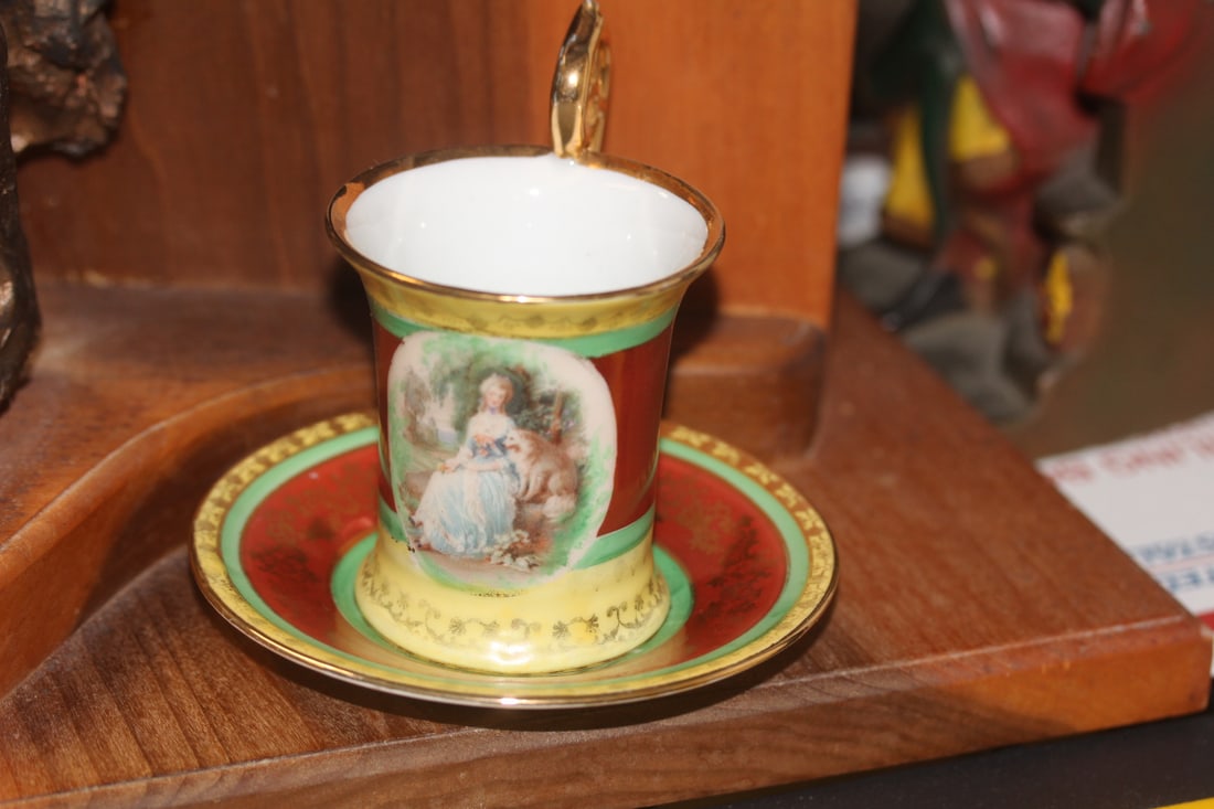 Royal Vienna Cup and Saucer: cup is 4 inches tall, including the handle