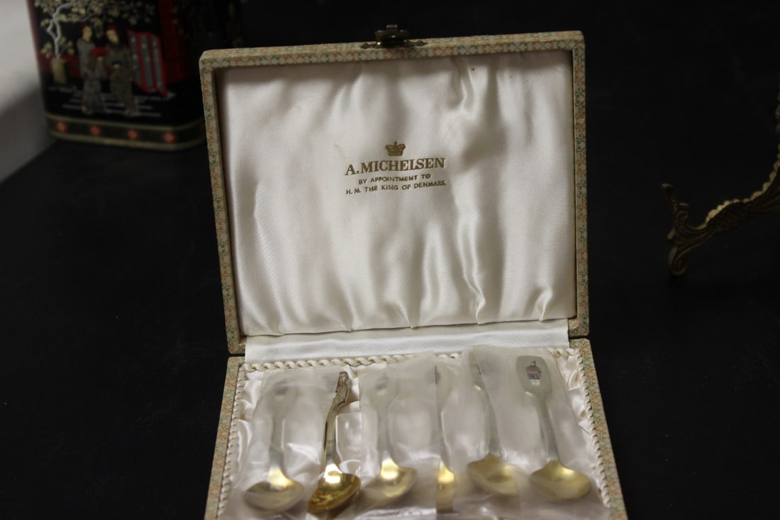 A Set of Denmark Sterling Michelsen Spoons: Boxed - total= six of them - each 4 3/4" long