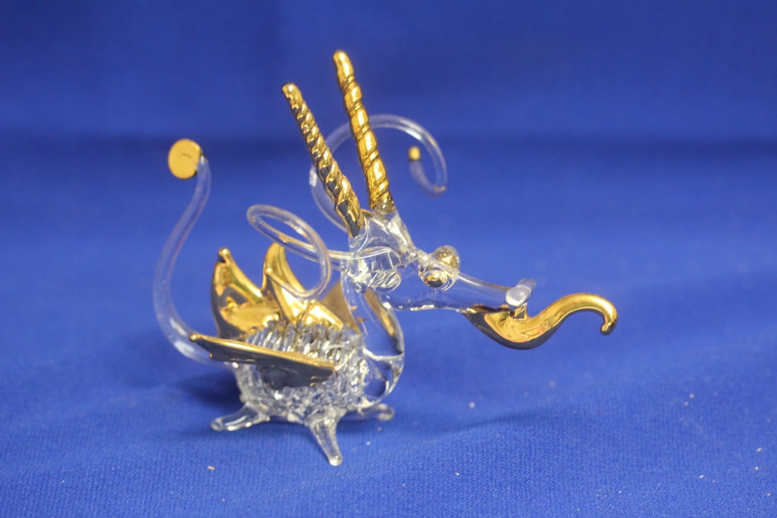 A Glass or Crystal Flying Dragon: 4 5/8" tall