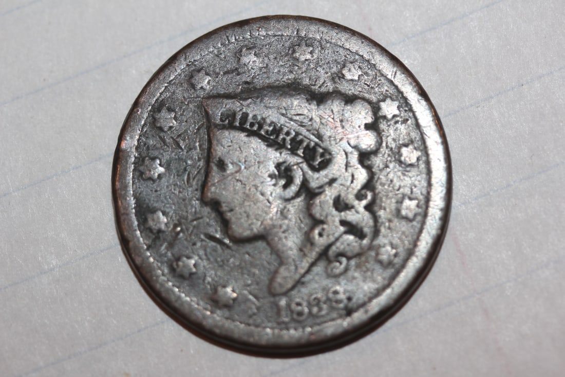 1838 Large Cent: as shown on photos