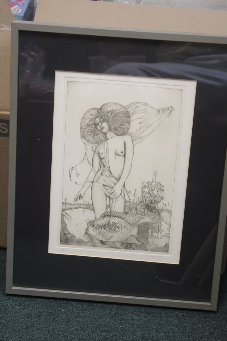 Surreal Nude Lithograph: limited edition - signed and numbered - overall= 18 5/8" x 14 5/8"