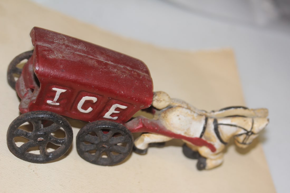 Cast Iron Donkey Wagon: 6 1/2" long