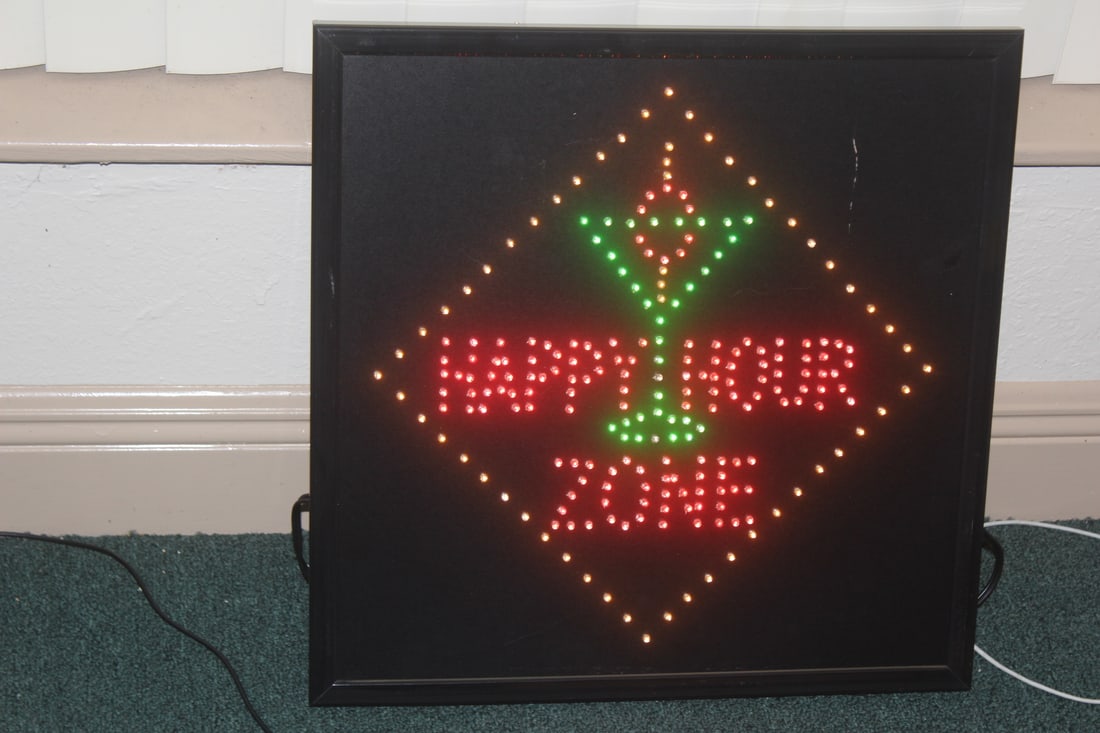 Lighted Sign "Happy Hour Zone": please note: scratch as shown - does not flash - 19" square