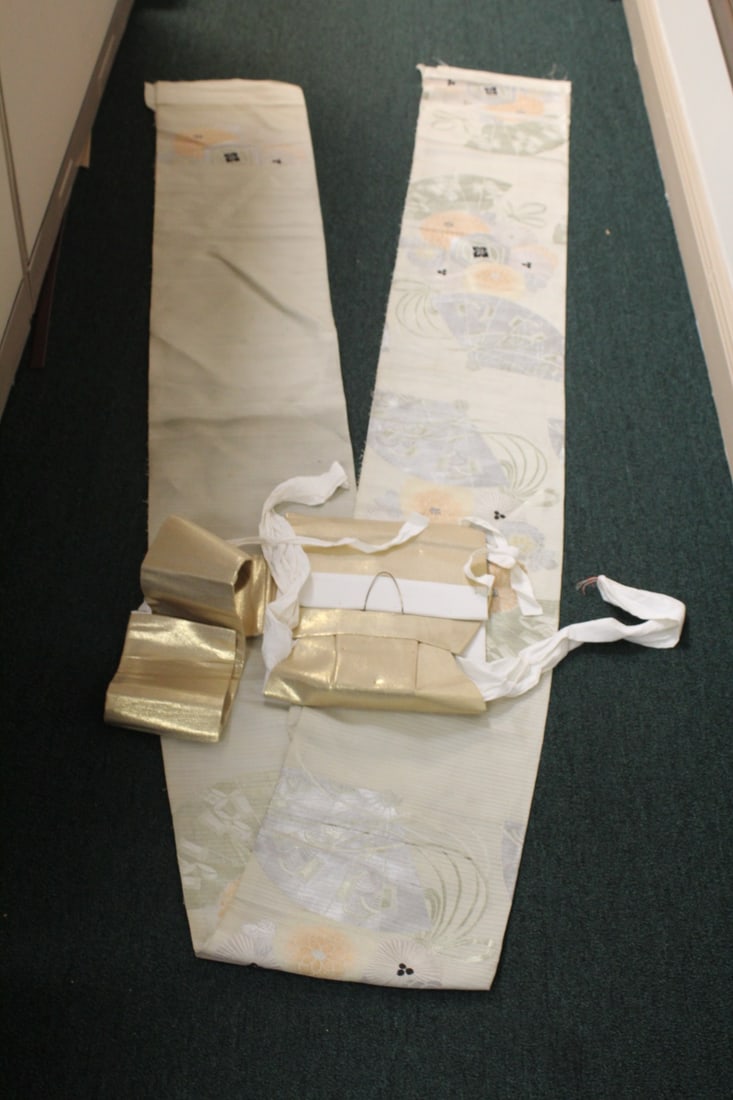 A Vintage Obi and Back Sack: obi= 165" x 24" long