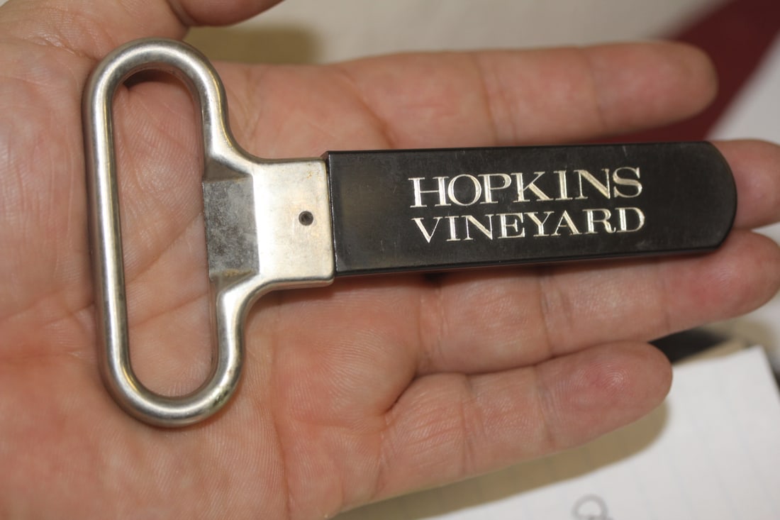 Hopkins Vineyard Advertising Can Opener: vintage - 4 1/2" long