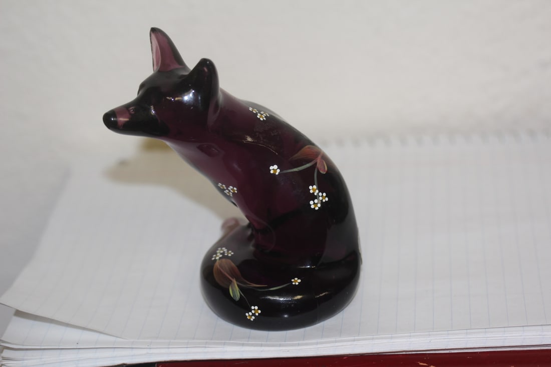 Very Rare Fenton Fox: designed by Frances Burton - and hand painted by Brenda Fezzoni - 5 inches tall
