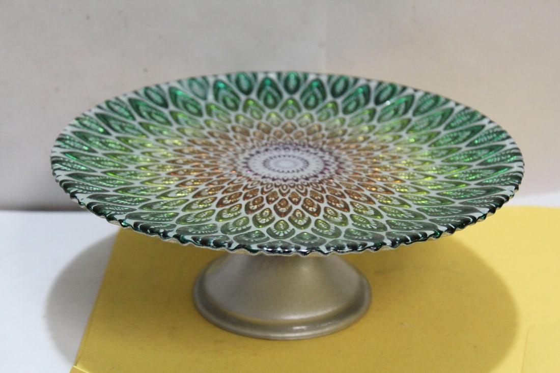 An Enamel on Glass Tazza: 8 3/8" in diameter