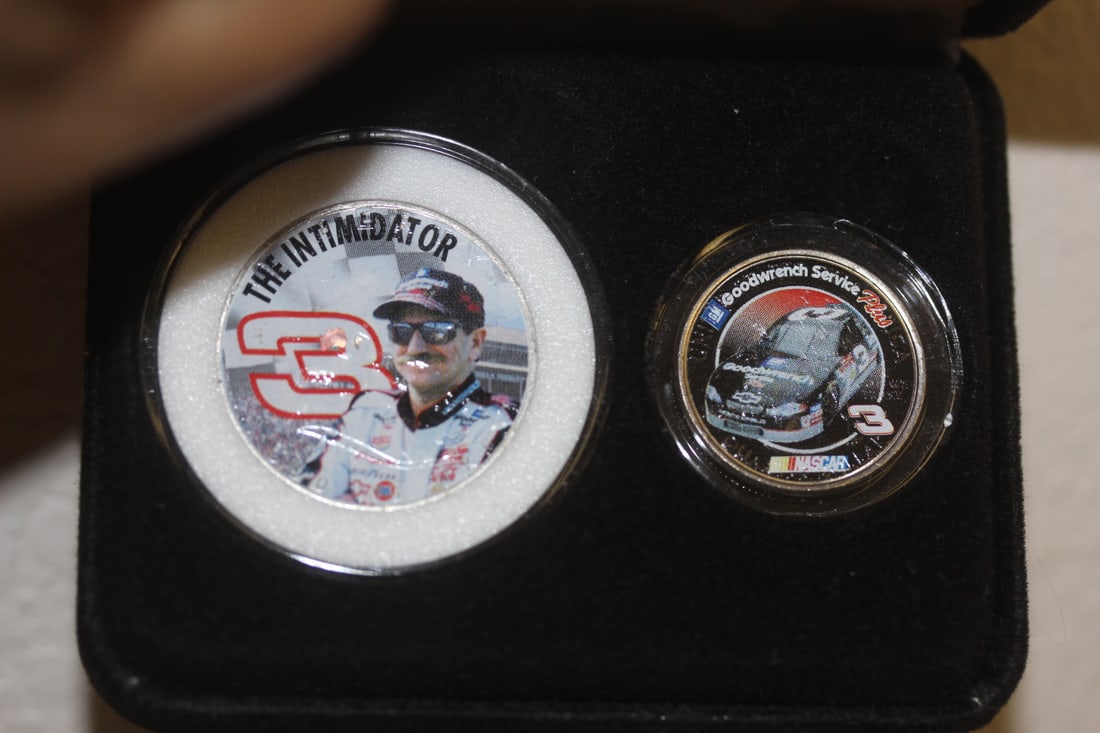 Dale Earnhardt Colorized Franklin Half Dollar: colorized Franklin half : 90% silver - and a colorized quarter - boxed