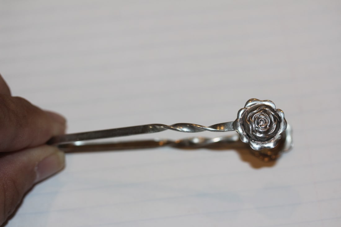 Sterling Rose Tong: 3 1/2" long