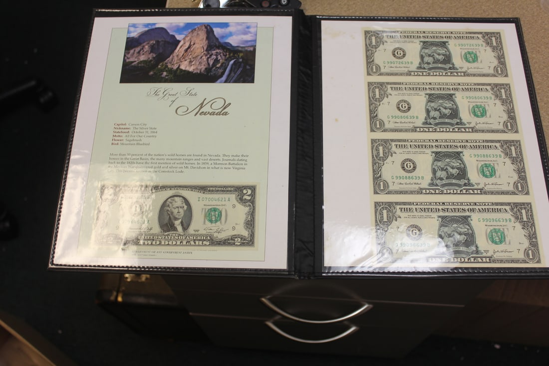 Uncut $1.00 Sheet of 4 plus $2.00 Note (1 of 6)