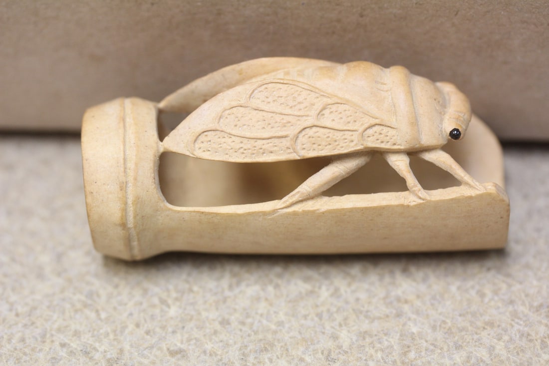 Signed Japanese Netsuke of a Cicada (1 of 6)