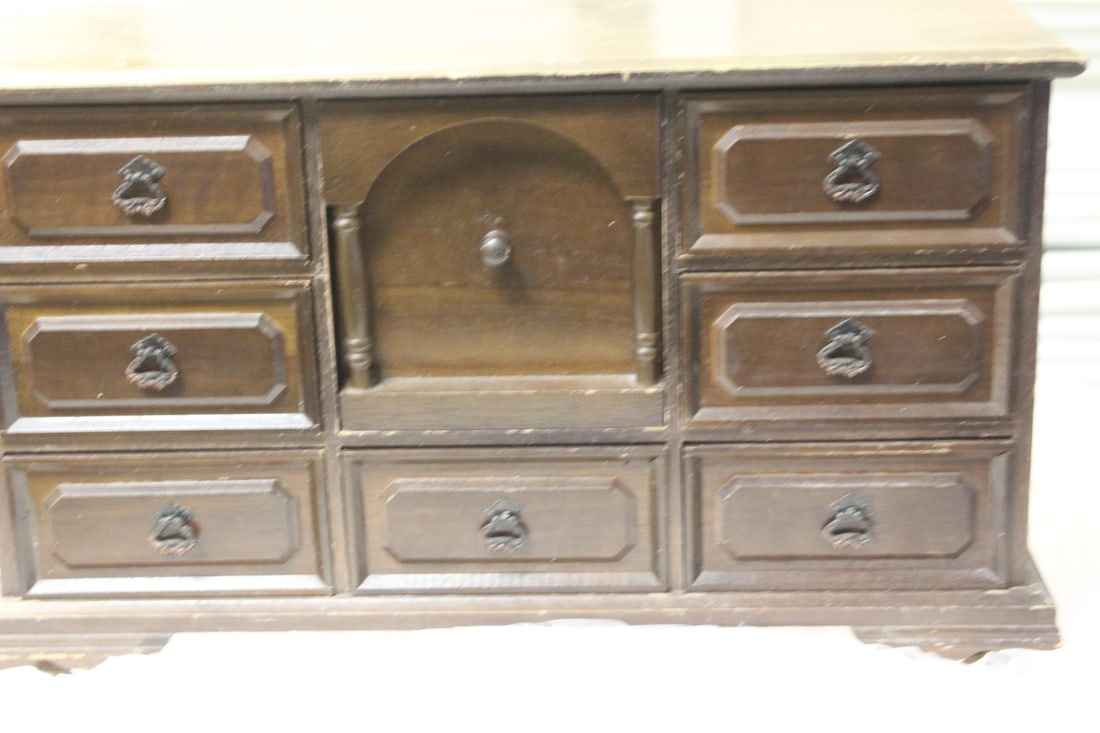 Vintage Wooden Music Jewelry Box: 17 3/4" across